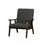 Benzara BM187142 Fabric Upholstery Accent Chair with Wooden Curved Arms and Slanted Feet, Dark Gray and Brown