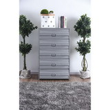 Benzara BM187264 Industrial Style 5 Drawer Metal Chest with Spacious Storage, Gray