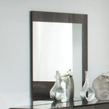 Benzara BM187432 Rectangular Mirror with Opposite L Shaped Wooden Frame, Gray