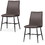 Benzara BM187607 Leather Upholstered Metal Chair with Decorative Top Stitching, Set of 2, Latte Brown and Black