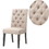Benzara BM187611 Fabric Upholstered Wooden Chair with Button Tufting, Set of 2, Beige and Black