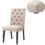Benzara BM187611 Fabric Upholstered Wooden Chair with Button Tufting, Set of 2, Beige and Black