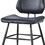 Benzara BM187619 Leather Upholstered Metal Chair with Stitch Details, Set of 2, Black
