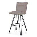 Benzara BM187627 Metal Leather Upholstered Bar Height Stool with Hairpin Style Legs Set of 2, Taupe and Black