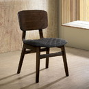Benzara BM188402 Solid Wood and Fabric Side Chairs with Fin Style Legs , Pack of Two, Gray and Brown
