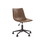 Benzara BM190090 Metal Swivel Chair with Faux Leather Upholstery and Adjustable Seat, Brown and Black