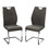Benzara BM190991 - Fabric Upholstered Metal Dining Side Chairs with Handle, Gray and Silver, Pack of Two