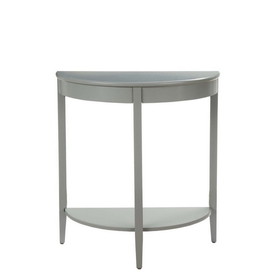 Benzara BM191265 Wooden Half Moon Shaped Console Table with One Open Bottom Shelf, Gray