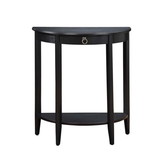 Benzara BM191266 Wooden Half Moon Shaped Console Table with One Storage Drawer, Black
