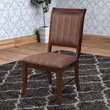 Benjara BM191387 Wooden Side Chair with Fabric Upholstered Seat and Back, Brown, Set of Two