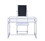 Benjara BM191403 Glass and Metal Vanity Set With Faux Fur Stool, White and Silver