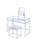 Benjara BM191403 Glass and Metal Vanity Set With Faux Fur Stool, White and Silver