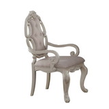 Benzara BM193896 Button Tufted Wooden Arm Chair, Set of 2, Antique White