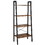 Benzara BM193923 4 Tiered Rustic Wooden Ladder Shelf with Iron Framework, Brown and Black