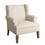 Benzara BM194020 Fabric Upholstered Wooden Accent Chair with Wing-Back, Cream and Brown