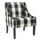 Benzara BM194045 Fabric Upholstered Wooden Accent Chair with Buffalo Plaid Pattern, Black and White