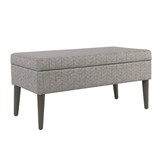 Benzara BM194095 Chevron Patterned Fabric Upholstered Wooden Bench with Lift Top Storage, Gray