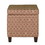 Benzara BM194107 Geometric Patterned Square Wooden Ottoman with Lift Off Lid Storage, Orange and Cream