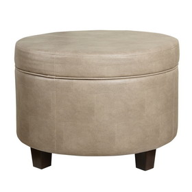 Benzara BM194118 Faux Leather Upholstered Wooden Ottoman with Lift Off Lid Storage, Brown