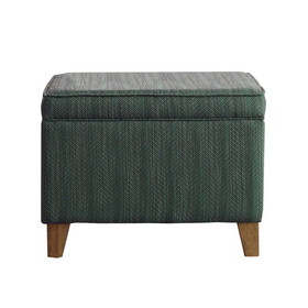 Benzara BM194131 Rectangular Fabric Upholstered Wooden Ottoman with Lift Top Storage, Green
