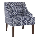 Benzara BM194147 Wooden Fabric Upholstered Accent Chair with Swooping Armrests, Multicolor