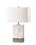 Benzara BM194229 Contemporary Metal Table Lamp with Rectangular Fabric Shade, White and Silver