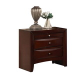 Benzara BM194244 Contemporary Style Wooden Nightstand with Three Drawers and Metal Knobs, Brown