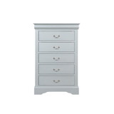 Benzara BM194251 Traditional Style Five Drawer Wooden Chest with Bracket Base, Gray