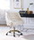 Benzara BM194309 Swivel Velvet Upholstered Office Chair with Adjustable Height and Metal Base, Cream and Gold