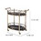 Benzara BM194345 Metal Framed Serving Cart with Tempered Glass Top and Open Bottom Shelf, Gold and Black