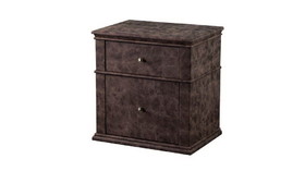 Benjara BM194582 Leatherette Upholstered Wooden Nightstand with Two Drawers, Brown