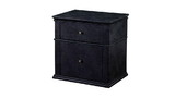 Benjara BM194584 Textured Faux Leather Upholstered Wooden Nightstand with Two Drawers, Dark Gray
