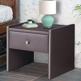 Benjara BM194746 Leather Upholstered Wooden Nightstand with One Drawer, Brown