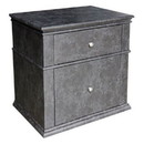 Benjara BM194752 Leather Upholstered Wooden Nightstand with Two Drawers, Grey