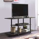Benzara BM194848 Wooden TV Stand With Tubular Plastic Legs and Two Shelves, Black