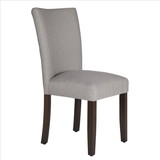 Benjara BM195015 Fabric Upholstered Wooden Parson Dining Chair with Splayed Back, Gray and Brown