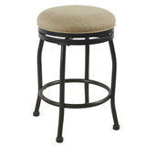Benzara BM195181 Metal Counter Stool with Swivelling Fabric Padded Seat, Beige and Black