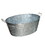 Benjara BM195212 Embossed Design Oval Shape Galvanized Steel Tub with Side Handles, Small, Silver