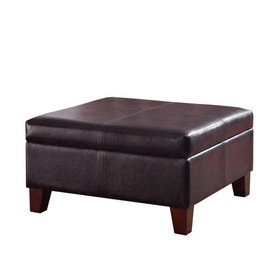 Benjara BM195755 Leatherette Upholstered Wooden Ottoman With Hinged Storage, Brown, Large