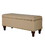 Benjara BM195770 Fabric Upholstered Wooden Storage Bench With Nail head Trim, Large, Tan Brown