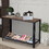 Benjara BM195811 Iron Framed Console Table with Wooden Top and Wire Mesh Open Shelf, Brown and Black