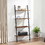 Benjara BM195857 Rustic Ladder Style Iron Bookcase with Four Wooden Shelves, Brown and Black