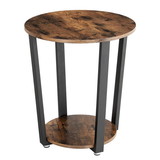 Benjara BM195860 Stylish Iron and Wood End Table with Open Bottom Storage Shelf, Brown and Black