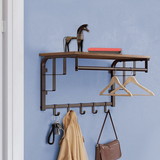 Benjara BM195870 Wood and Metal Frame Coat Rack with 5 Removable Hooks, Brown and Black