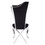 Benjara BM195935 Fabric Upholstered Metal Side Chairs with Asymmetrical Backrest, Silver and Black, Set of Two