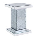 Benjara BM195940 Wood and Mirror End Table with Faux Crystal Inlays, Clear