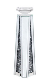 Benjara BM195999 Wood and Glass Candle Holder with Faux Crystal Inserts, Clear, Set of Two, Large
