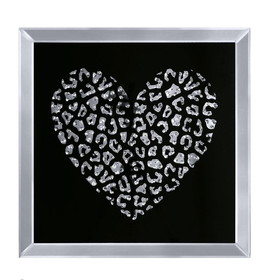 Benjara BM196000 decorative Wood and Mirror Heart Wall Art, Black and Clear
