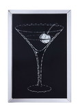 Benjara BM196002 Wood and Mirror Martini Glass Wall Art, Clear and Black