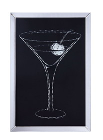 Benjara BM196002 Wood and Mirror Martini Glass Wall Art, Clear and Black